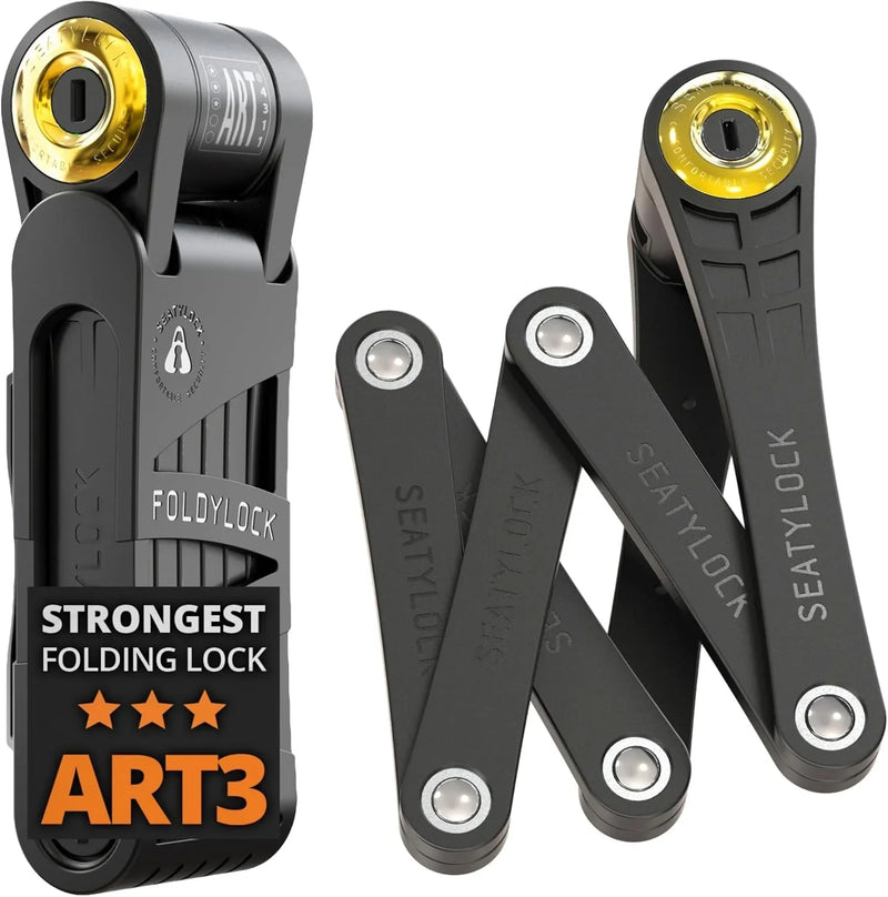 Jiu-style folding bicycle lock set - Patent technology, consisting of two sets of perfectly matching bicycle locks, each set equipped with 6 identical keys - 18/18 level heavy-duty anti-theft security protection device, with key and shell fixation de E8