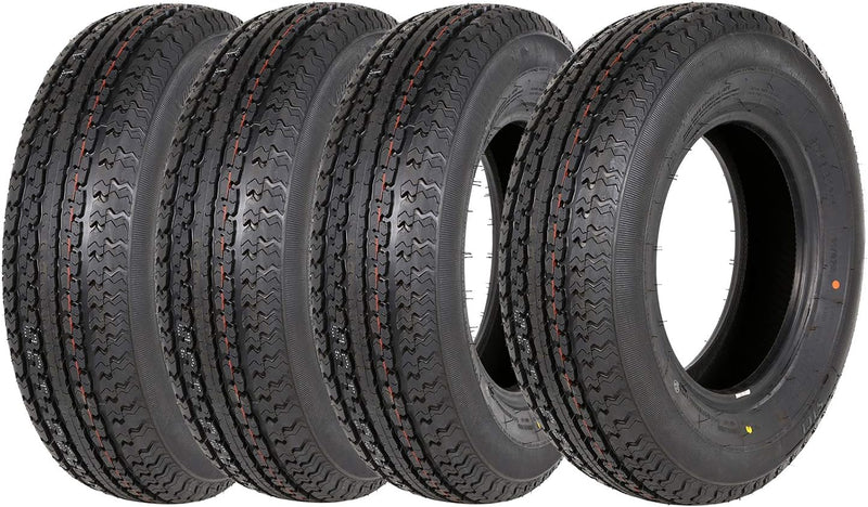 Set of 4 ST225/75R15 Radial Trailer Tire, ST225-75R15 ST 225/75R15, 10 Ply Load Range E, 117N D6