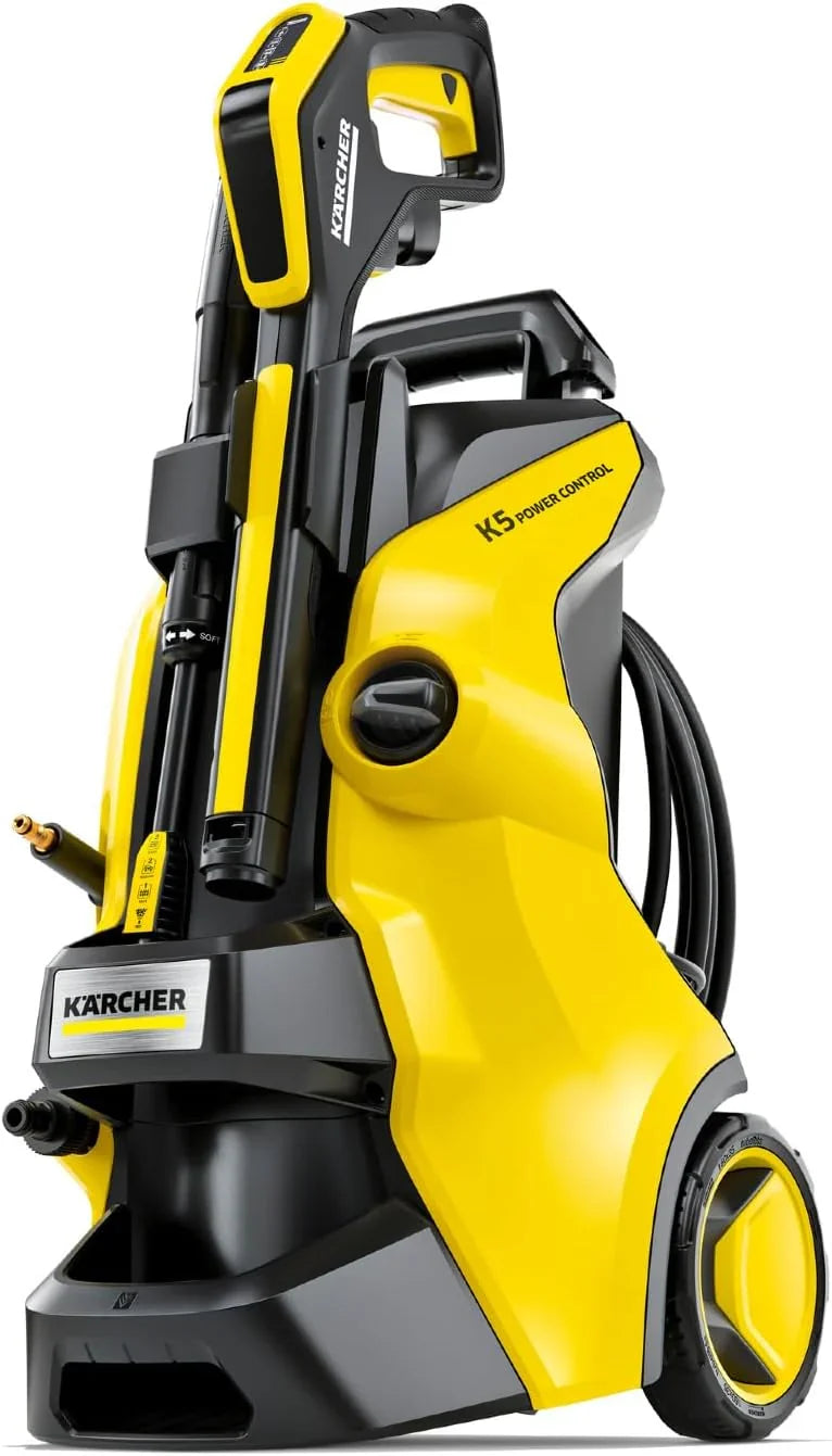 Pressure cleaning machine, K4 power control mode, maximum pressure 1900 pounds per square inch, 26-foot long hose, 2 nozzles - flow rate 1.5 gallons per minute
