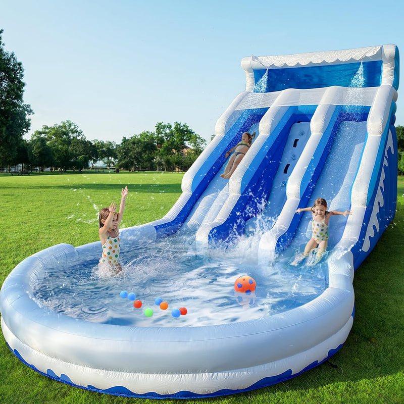 Large Inflatable Water Slide Swimming Pool Play Center, Commercial Grade Lightweight Premium Water Slide Bounce House 20.6x9.5x9.3Ft for Kids and Adults (with Blower) M4