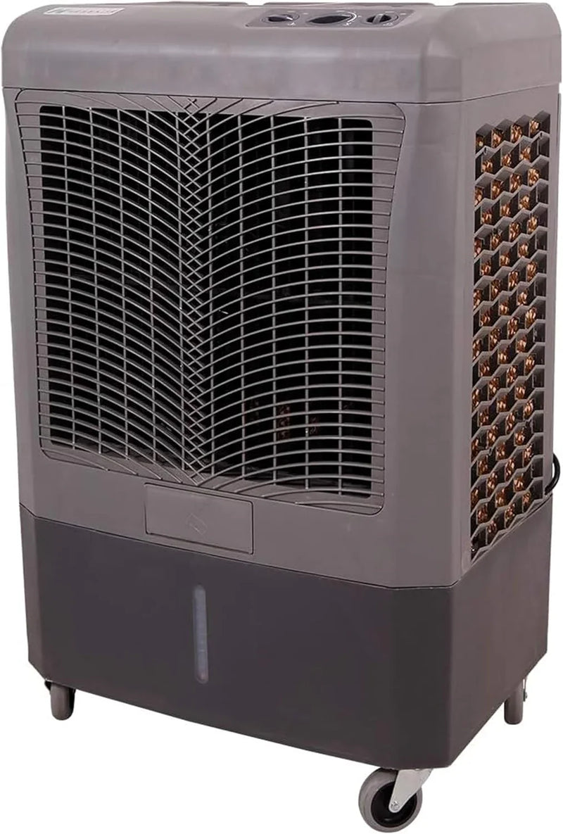 Portable Swamp Coolers - 1300 CFM MC18M Evaporative Air Cooler with 2-Speed Fan, 53.4 dB - 500 sq. ft. Coverage Evaporative Air Cooler Portable High Velocity Outdoor Cooling Fan by Hessaire - White H8