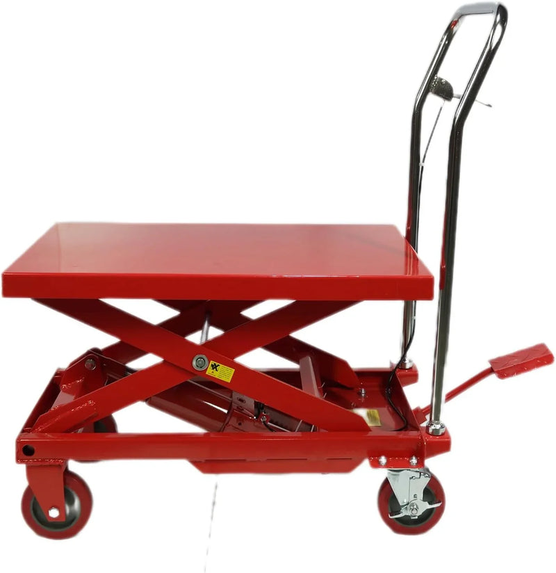 500LBS Hydraulic Lift Table Cart, 30" Lifting Height., Double Scissor Lift Table with 4 Wheels and Non-Slip Pad, Hydraulic Scissor Lift Table for Material Handling and Transportation C0
