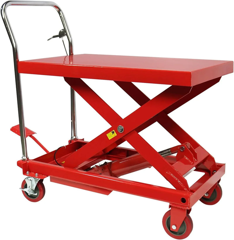 Hydraulic Lift Table Cart – 31" Lift Height, Double Scissor Design with 4 Wheels & Non-Slip Pad for Material Handling S6