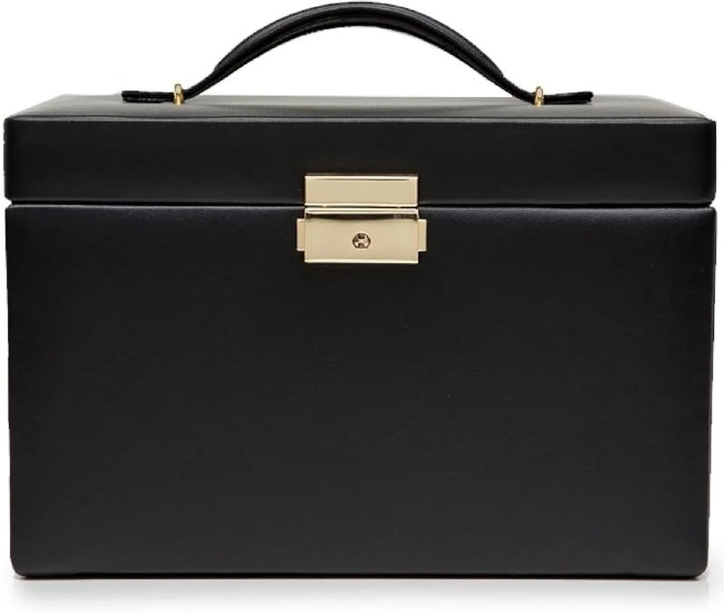 Medium-sized jewelry box, made of tin - 28 compartments, 10 spaces for storing rings, 20 slots for ear piercings 10 compartments for storing necklaces - Includes a handbag L4