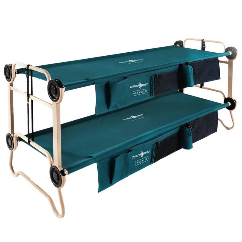 Disc-O-Bed Large Cam-O-Bunk Benchable Double Cot with Storage Organizers, Green Y3