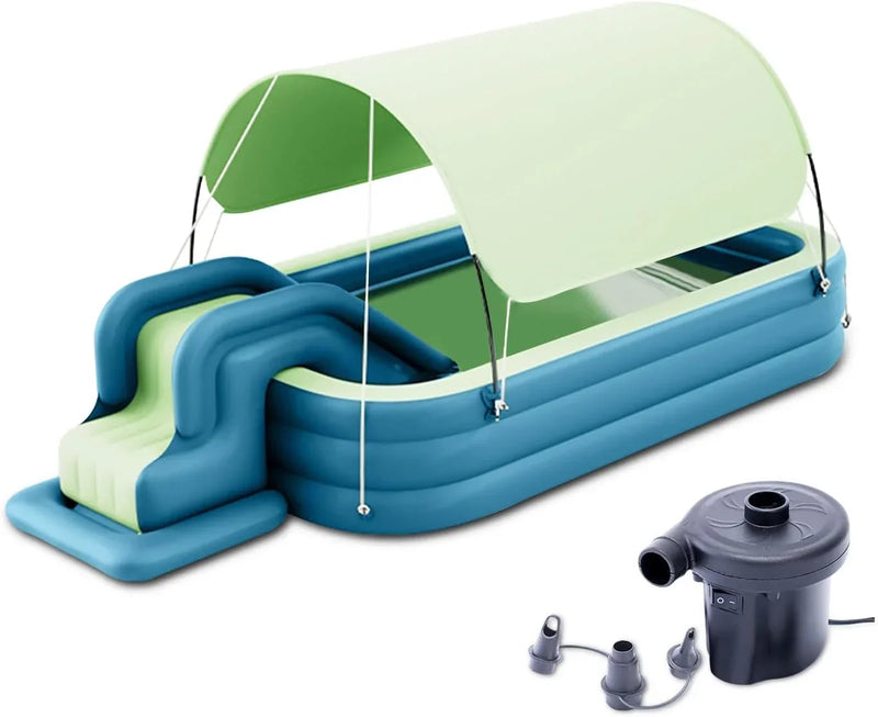 Ergocar Inflatable Swimming Pool with Water Slide, Inflatable Slide Water Pool with Awning, Inflatable Mega Bouncy Castle Water Park, Swim Centre Pools for Backyard, Garden, Summer Water Party I4