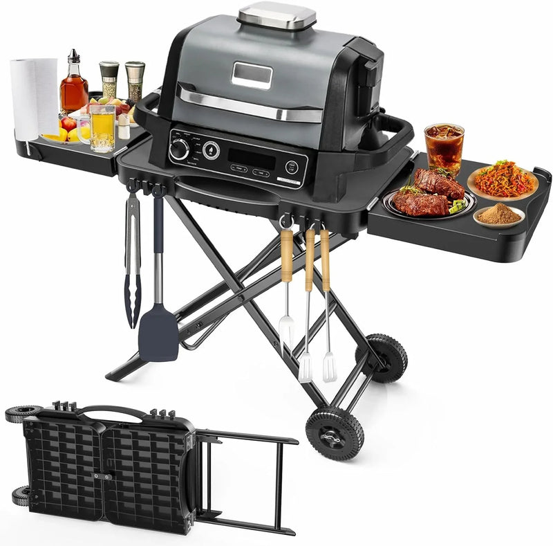 Outdoor Grill Table Cart 57"x24"x35", Outdoor Kitchen Island with Storage & Large Tabletop for Blackstone Griddle, Ooni Pizza Oven, Ninja Woodfire Grill, BBQ Station, Dining Cart, Rolling BBQ Table J1