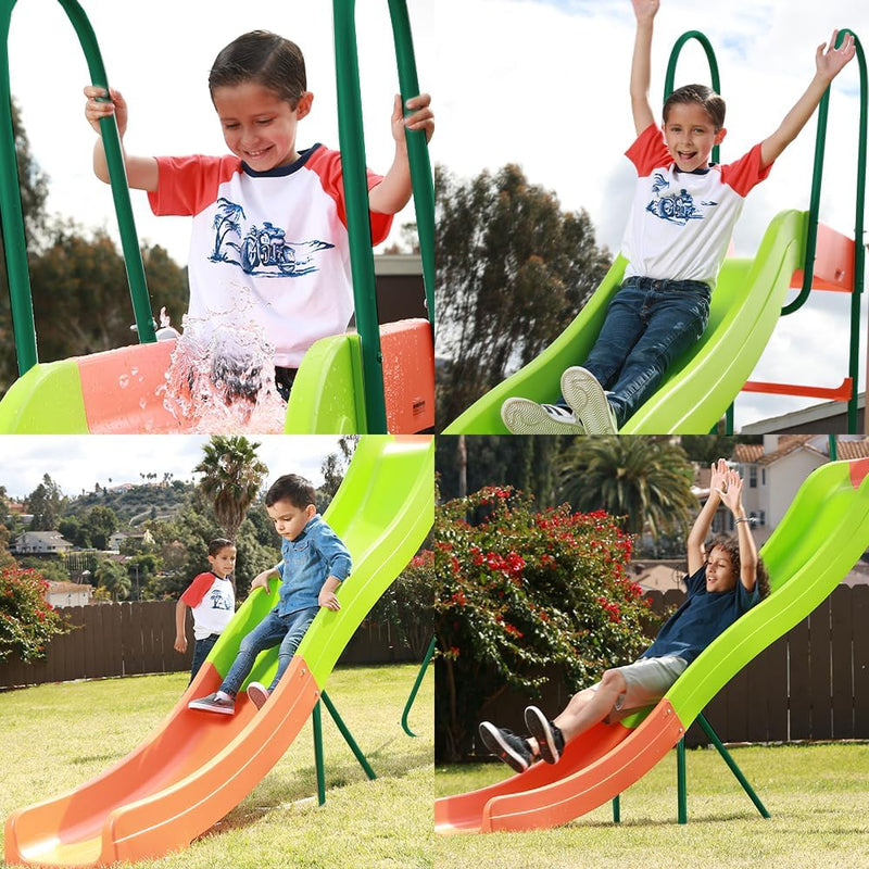 Outdoor Playground Slide, Big Backyard Freestanding Plastic Slide, 10 ft Outdoor Swing Set Slide for Kids Ages 4-8 U1