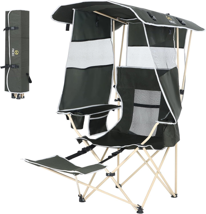 Nice C Canopy Chair, Camping Chair with Canopy, Folding Chair with Canopy, Shade Chair, Canopy Chair Outdoor, Folding Lawn Chair with Canopy, Sport Chair, Camping Chair with Foot Rest (2-P w/Footrest) C1