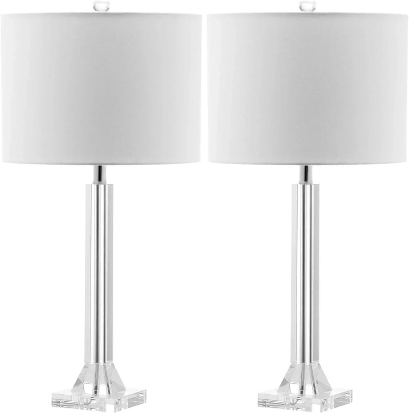 27" Modern Crystal Table Lamp 2-Pack with Linen Shade for Bedroom Living Room Home Office Desk Nightstand with LED Bulb Suitable for Living Room, Dormitory, Office, M0