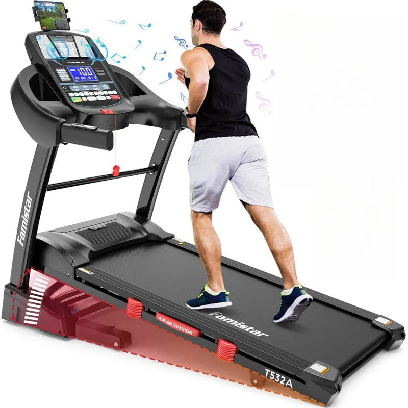 Famistar Folding Treadmill for Home with 15 Levels Auto Incline, 300LB Capcity, 10MPH Fast Speed Controls W3
