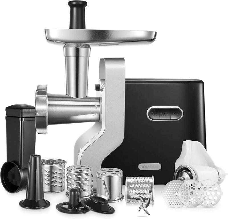 Meat Grinder Heavy Duty, 3000W Max Ultra Powerful, 5 in 1 HOUSNAT Multifunction Electric Meat Grinder, Sausage Stuffer, Slicer/Shredder/Grater, Kubbe & Tomato Juicing Kits, Home Kitchen Use B1