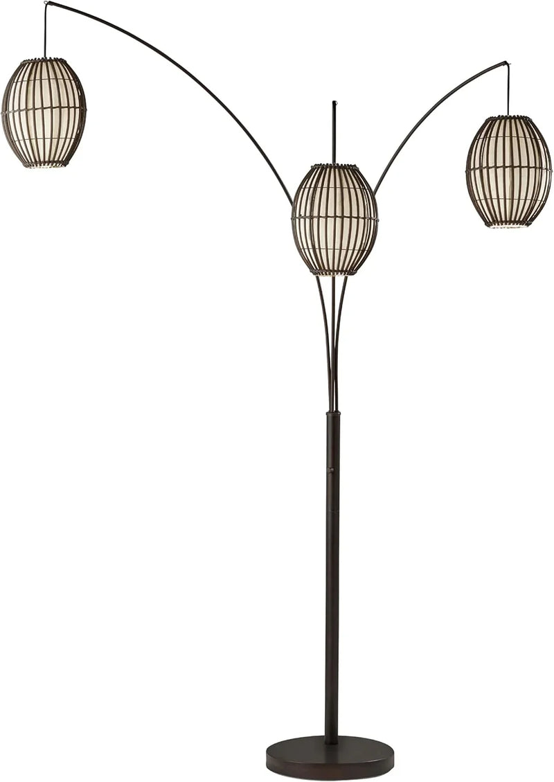 Floor lamp, equipped with three movable lampshades and an adjustable height design - perfect for decorating bedrooms, living rooms and corners, with a bronze color finish. Y1