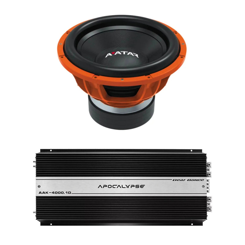 Deaf Bonce Car Audio 15" 2Ohm Avatar Subwoofer STU-1546-D2&Monoblock Amp Package New F3