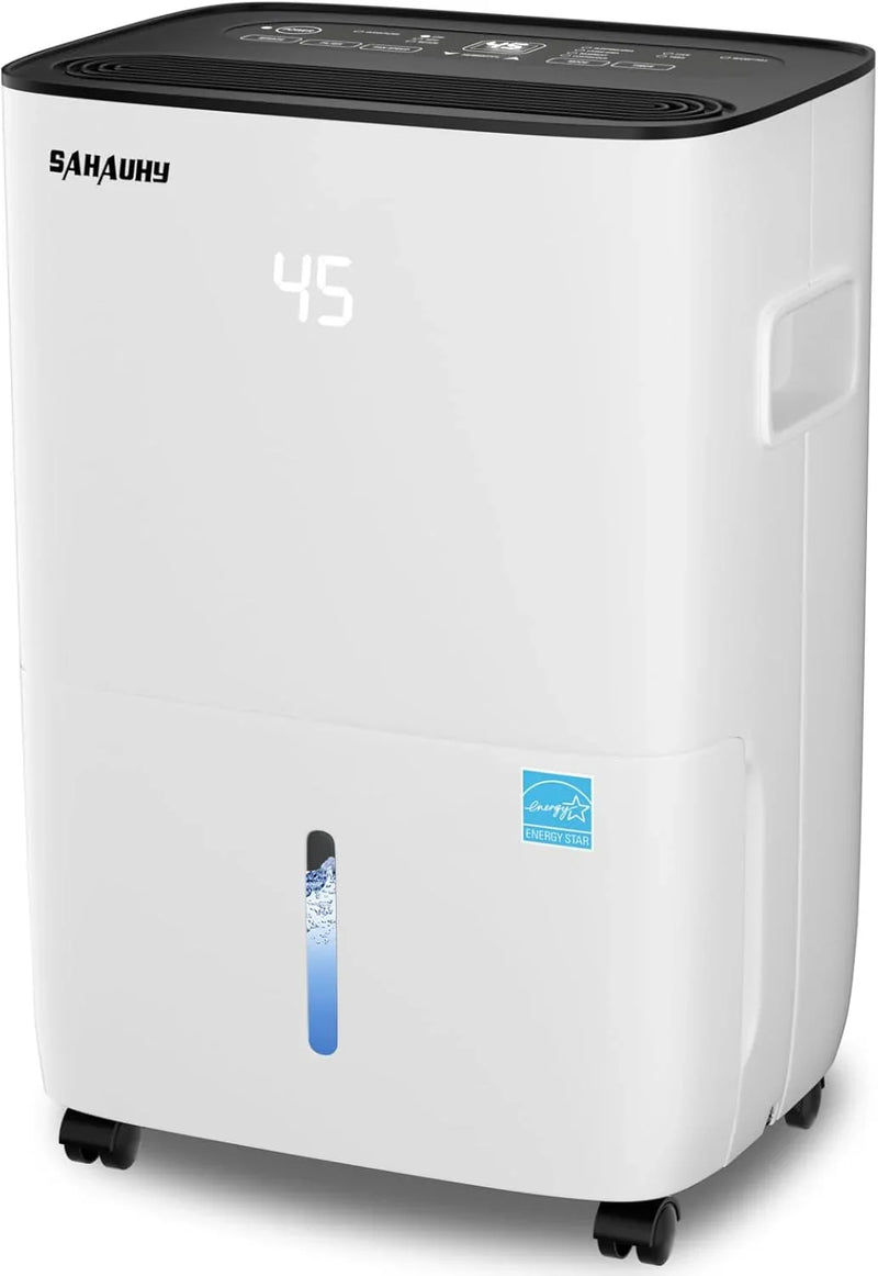 80-gallon Energy Star dehumidifier for basement, family bedrooms, large rooms (with a maximum area of up to 5200 square feet), equipped with drainage pipes and water tank O2