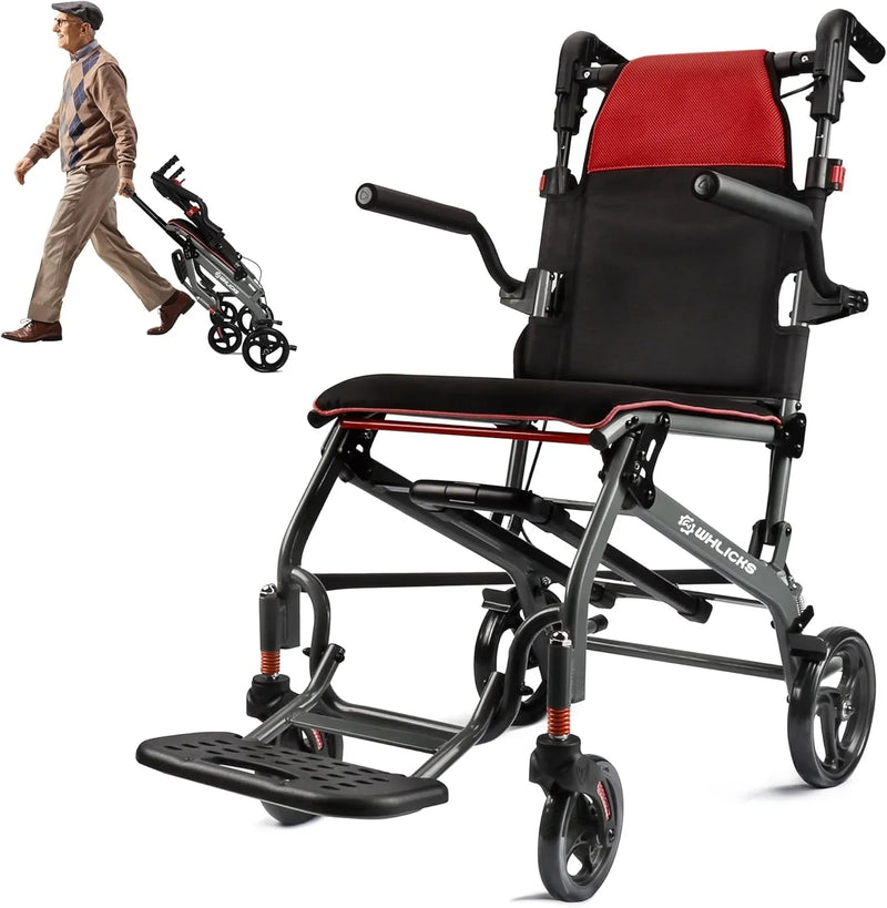 Wheelchairs for Adults Transport Chair Lightweight Foldable with Telescopic Handle, 19.4lbs Portable Folding Travel Wheel Chairs for Seniors C7