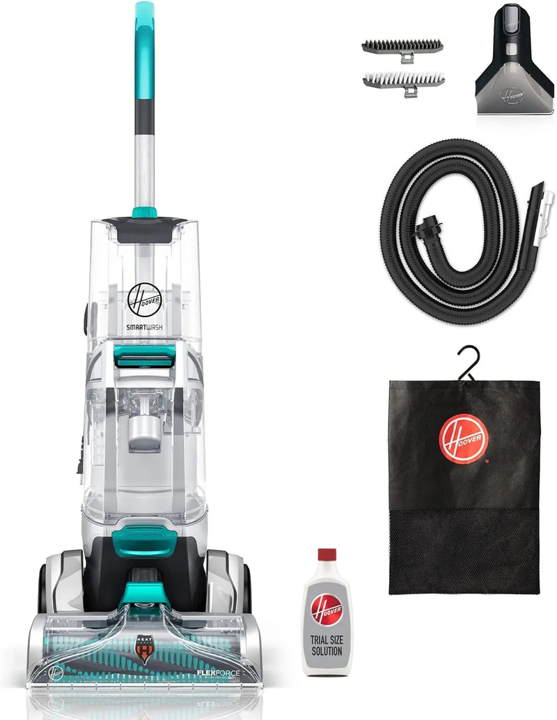 Hoover SmartWash Automatic Carpet Cleaner Machine, for Carpet and Upholstery, Deep Cleaning Carpet Shampooer, Carpet Deodorizer and Pet Stain Remover FH52000, Turquoise R2