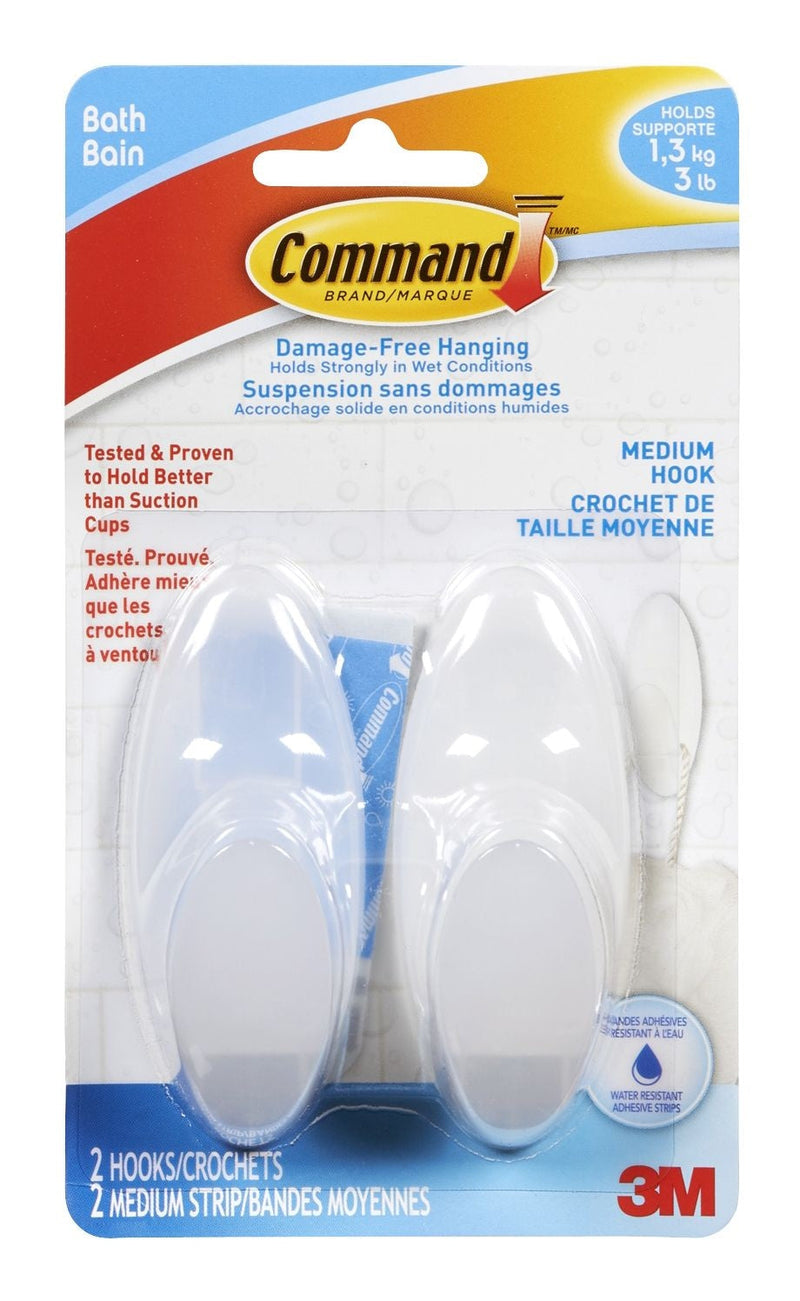 3M Command Medium Bathroom Hook, 2-pk H1
