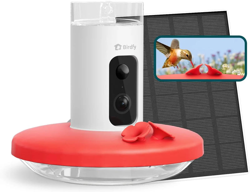 Hummingbird Feeder (Outdoor Hanging Type, with Camera, Ant-proof Groove), supports real-time viewing via 1080P high-definition application, equipped with artificial intelligence hummingbird recognition function, automatic recording and alarm function B0