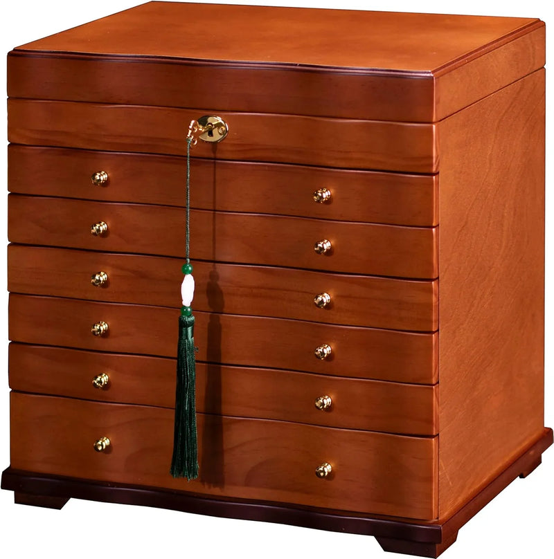 Wooden Jewelry Box,jewelry boxes for women large jewlrey box&organizers with necklace hanger,jewerly organizer,jewelry holder organizer,9-layer large capacity jewelry storage box G3