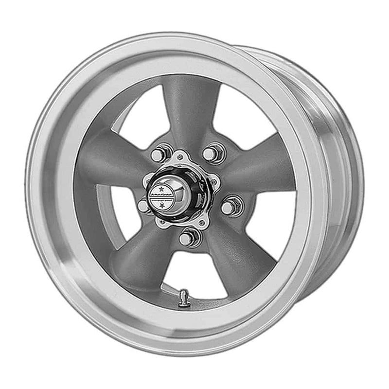American Racing Vintage VN105 TORQ THRUST D VN105D 15X8.5 5X4.5 GRAY MACH-LP -25MM Y4