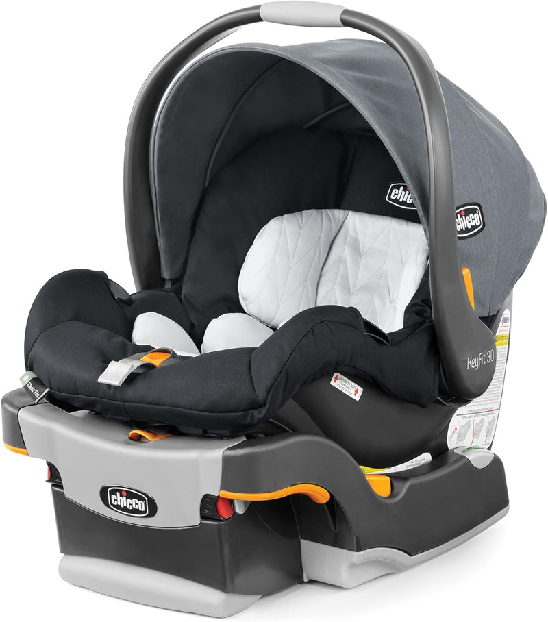 Infant Car Seat and Base, Rear-Facing Seat for 4-30 lbs., Includes Head and Body Support, Compatible with Chicco Strollers, Baby Travel Gear - Pewter/Grey G9