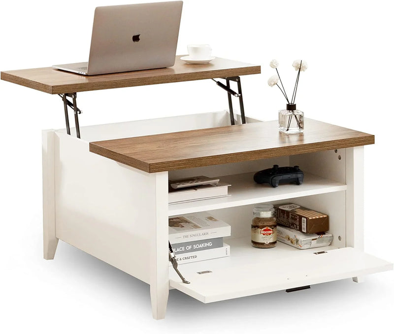 Retro-style high-back coffee table in white P2