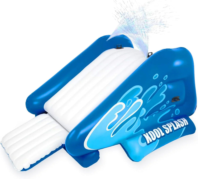 Kool Splash Inflatable Water Slide Swimming Pool Play Center with Built in Sprayers for Kids and Adults, Ages 6 and Up, Blue E2