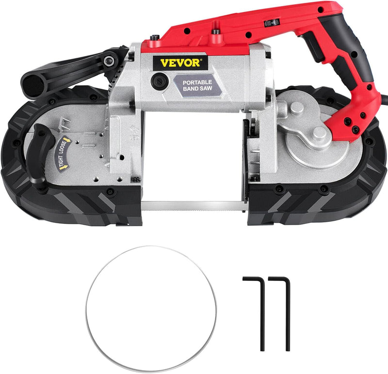 Portable Band Saw, 110V Removable Alloy Steel Base Corded Band Saw, 5 Inch Cutting Capacity Hand held Band Saw,Variable Speed Portable Bandsaw, 10Amp Motor Deep Cut Band saw for Metal Wood T1