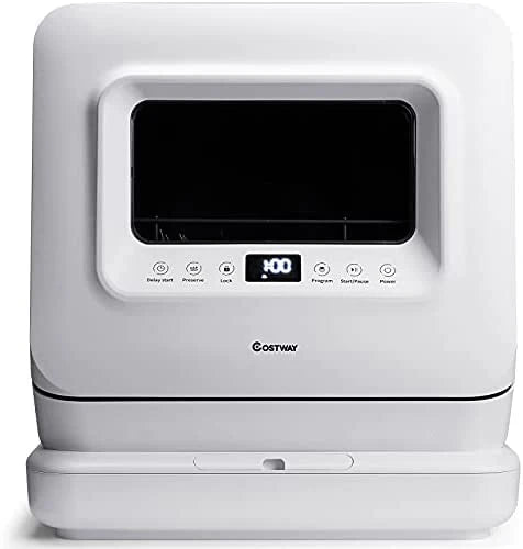 COSTWAY Portable Countertop Dishwasher, with 7.5L Openable Water Tank A2