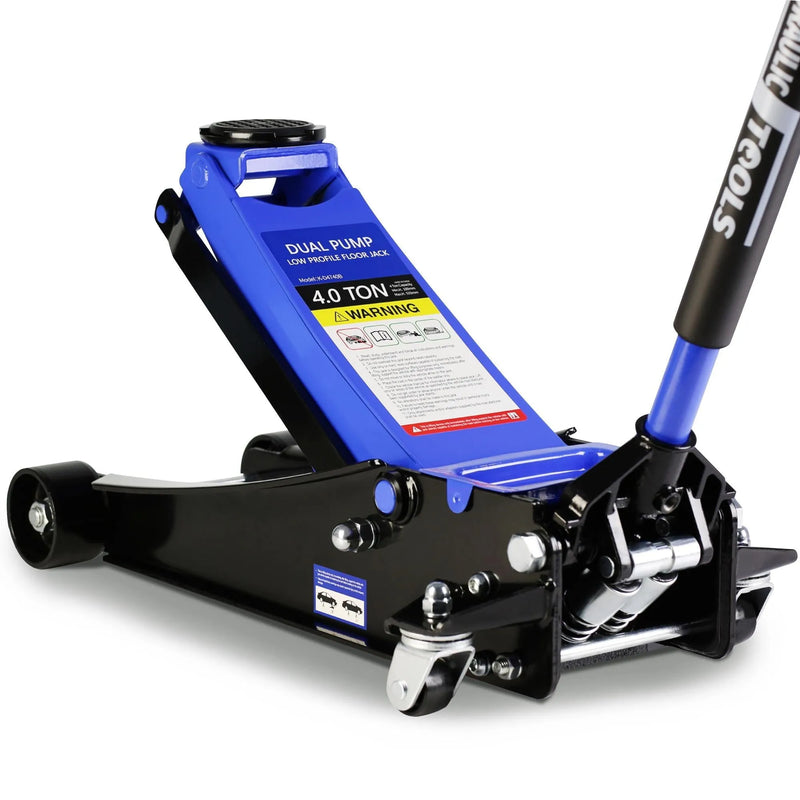 4-Ton Floor Jack, Low Profile Car Jack, Heavy-Duty Trolley Jack Car Lift with Dual Pump Pistons, Lifting Range 4"-21", 8000LBS B7