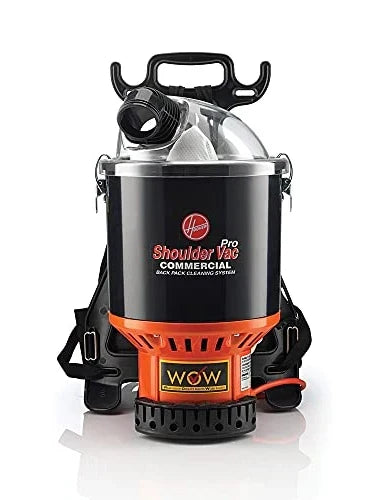 Hoover Commercial Shoulder Vac Pro Backpack Bagged Vacuum Cleaner, with HEPA Media Filter, Lightweight with Extra Long Cord, Chiropractic Design, for Carpet and Hard Floors, C2401, Black T5