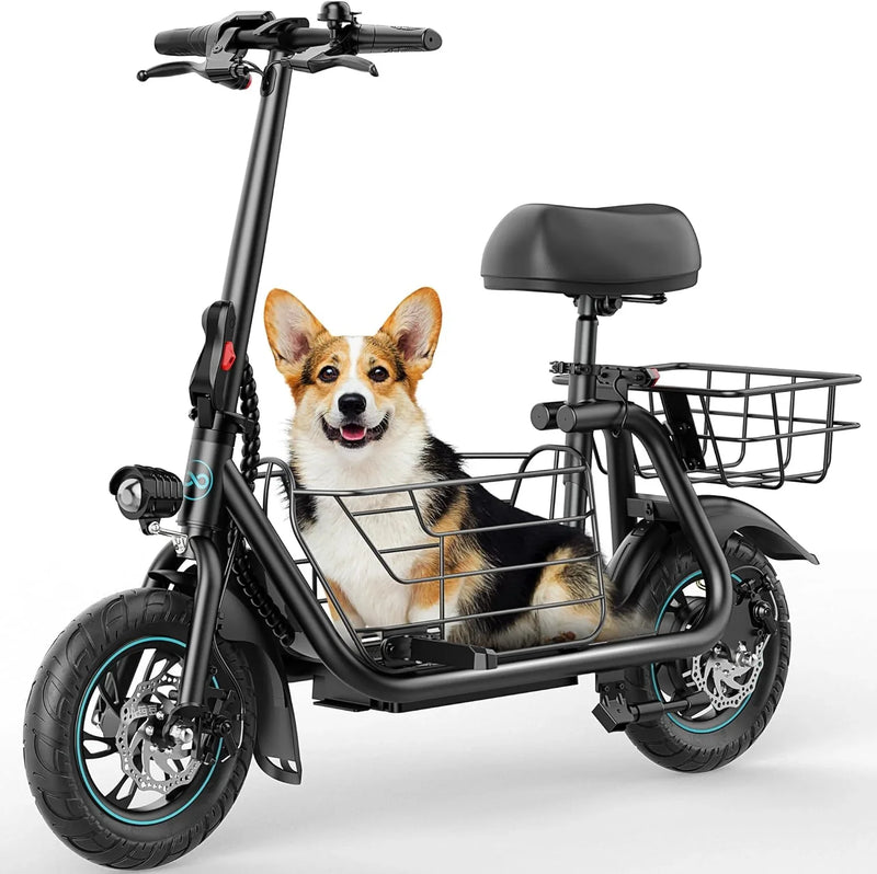 Electric Scooter with Large Basket, 550W Motor F6