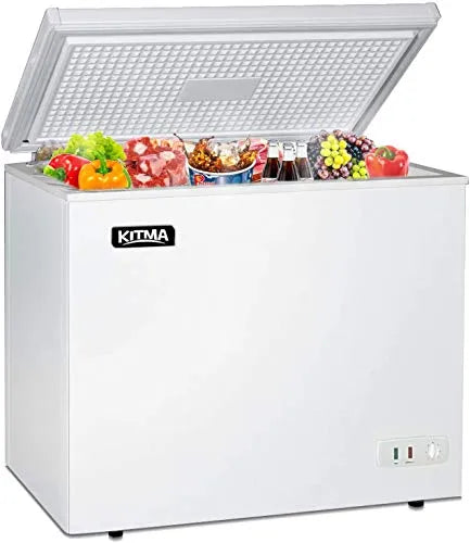 Commercial Top Chest Freezer 7 Cu. Ft - Deep Ice Cream Freezer with Wire Storage Basket, Solid Door, for Groceries, Kitchen, Restaurant White H2