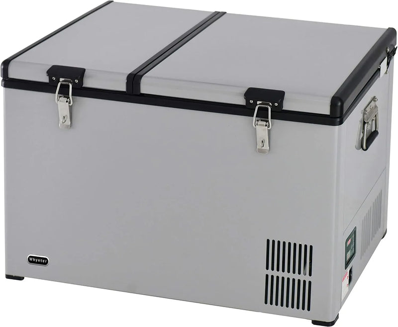 FM-65G 65 Quart Portable Refrigerator and Deep, AC 110V/ DC 12V, Real Chest Freezer for Car, Home, Camping, and RV with-8掳F to 50掳F Temperature Range, Gray, One Size X2