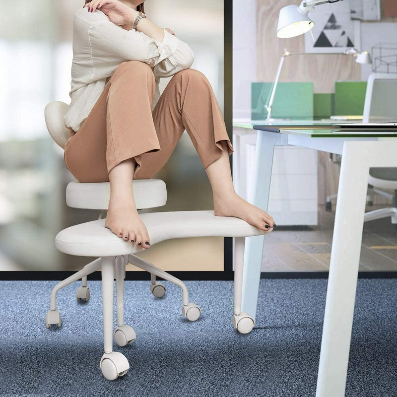 Meditation Chair, Home Office Desk Chair, Cross Legged Chair with Lumbar Support and Adjustable Stool T0