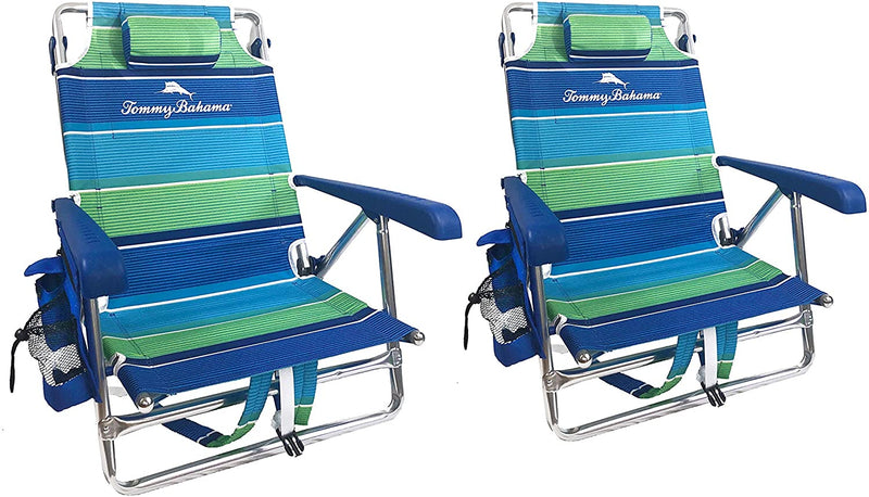2 Backpack Beach Chairs with Storage Pouch and Towel Bar H0