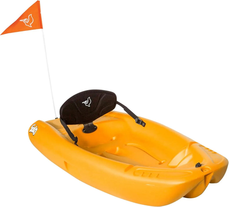 Pelican Solo EVO DLX - Kids Sit on top Kayak with Paddle and Decals - Mango - Twin Tunnel Hull with Swim up Deck - Lighweight & Durable M3