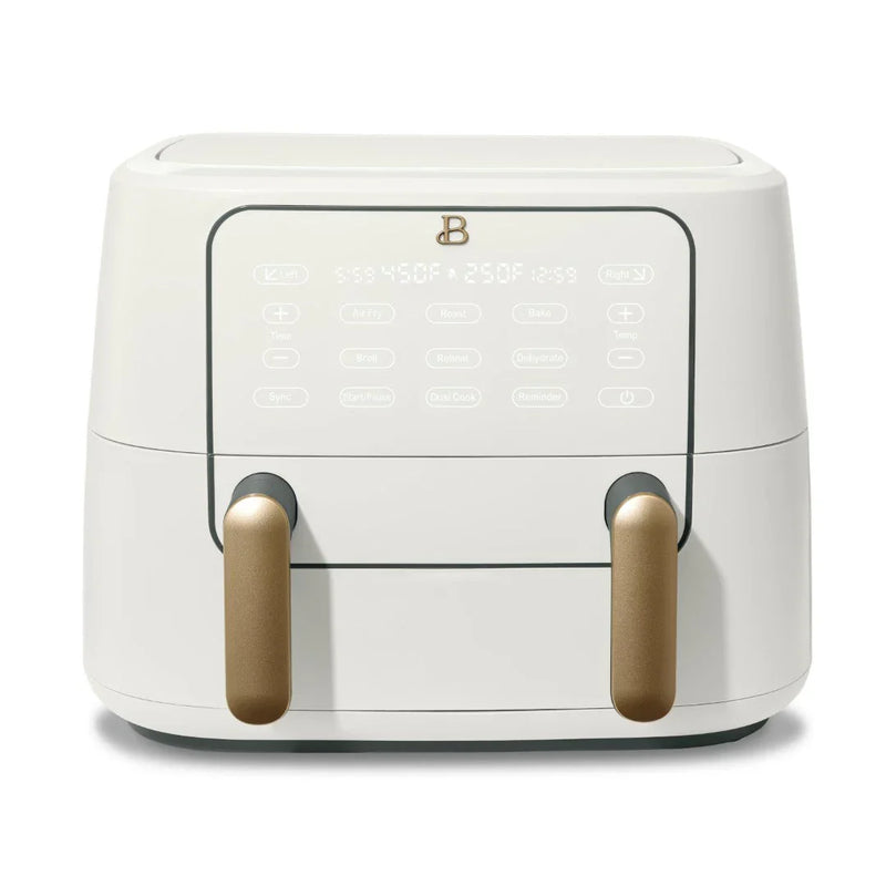 Beautiful 9QT TriZone Air Fryer, White Icing by Drew Barrymore T4