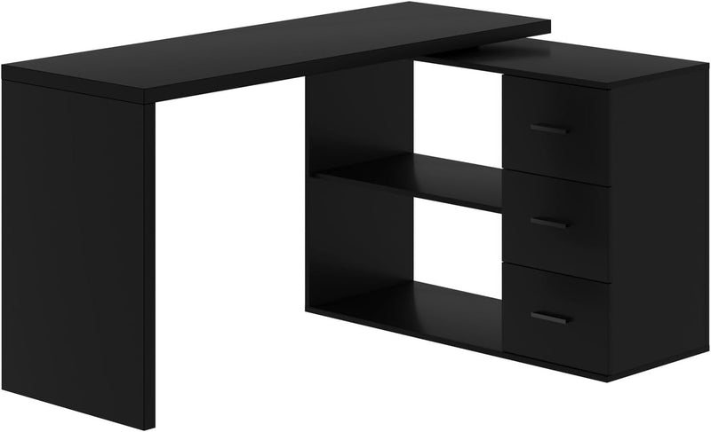 L Shaped Desk with Drawers Shelves, Corner Home Office Desk with Storage Cabinet, Large Wood Computer Desk for PC Executive Work Writing Study, Modern Living Room Bedroom Table,White Oak,60 in E6