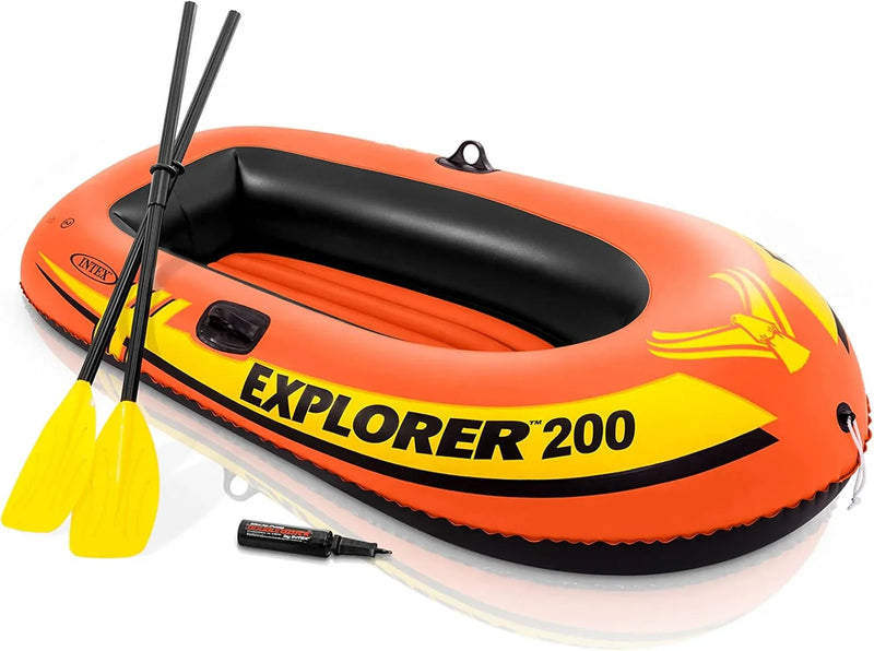 Explorer Inflatable Boat Series: Dual Air Chambers – Welded Oar Locks – Grab Handles – Bow Rope – Sporty Design H0