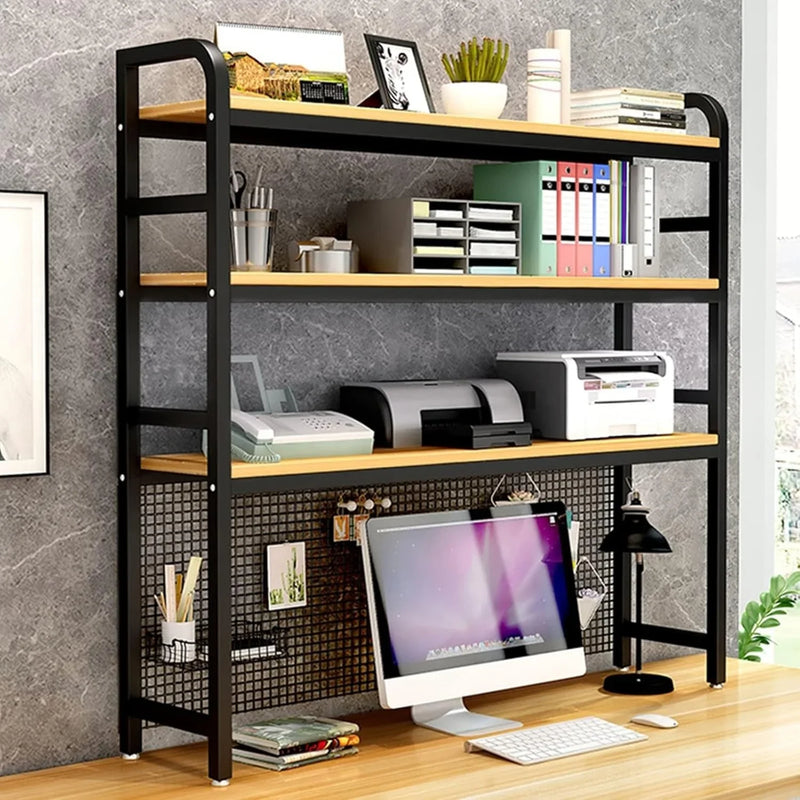 Desktop Bookshelf Adjustable Desk Bookshelf Organizer Rack - Countertop Hutch Bookshelf, 3-Tier Bookshelf Desk Shelf, All Metal Desktop Bookcase for Computer Desk, for Home, Dorm, Office Supplies (Co T6