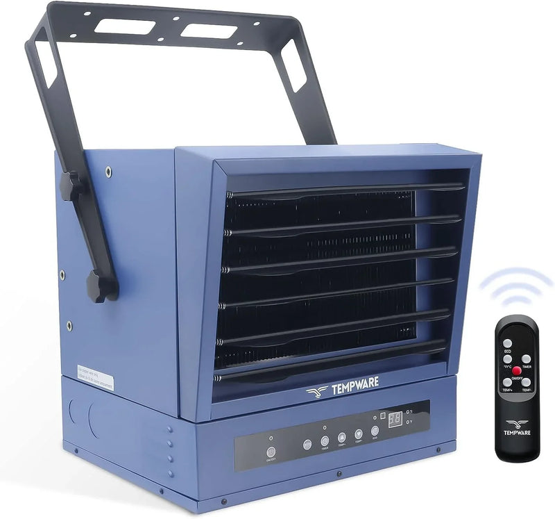 Electric Garage Heater, 7500-Watt Digital Fan-Forced Ceiling Mount Shop Heater with Full-Function Remote, 240-Volt Hardwired Heater with 12-Hour Timer, Ideal for Workshop G9