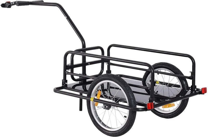 Foldable Bike Cargo Trailer, 80lbs Capacity, 16′′ Wheels, Black, with Hitch K7