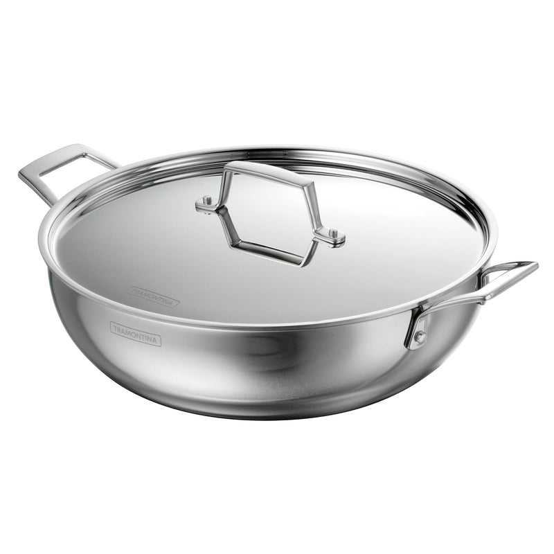 6 Qt Utsava Tri-Ply Clad Stainless Steel Covered Kadai Q0