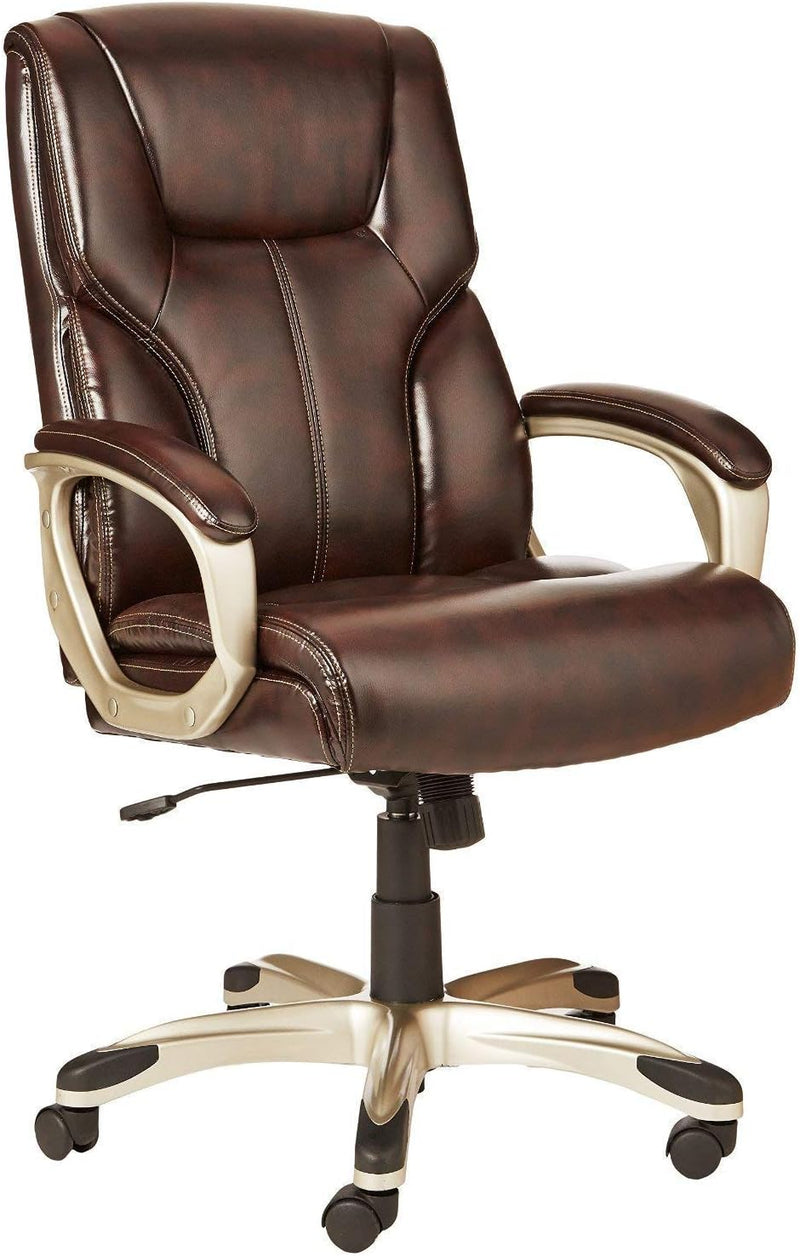 High-back executive office chair, adjustable in height, tiltable, rotatable, uniform size, white/mustard color M5