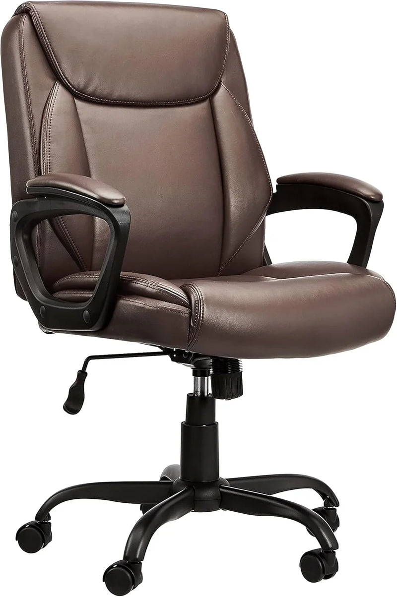 Classic PU surface, back-adjustable height office computer desk and chair, with armrests, size: 26 inches wide x 23.75 inches long x 42 inches high, black version T4