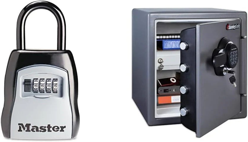 Key Lock Box, Outdoor Lock Box Bundle with SentrySafe Fireproof and Waterproof Safe, 1.23 Cubic Feet E8
