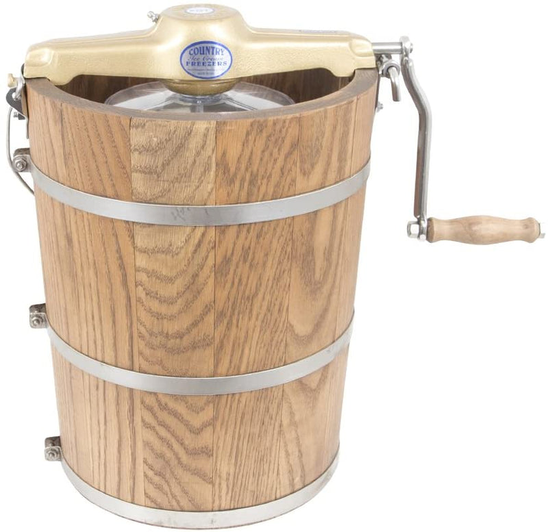 6 qt Country Ice Cream Maker – Classic Wooden Tub – Hand Crank V5