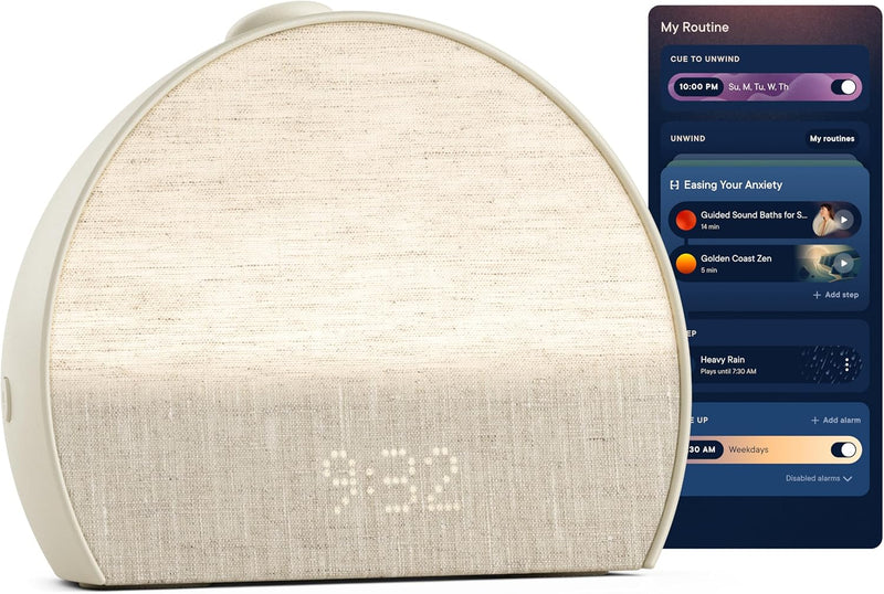 Sunrise alarm clock, audio equipment, smart lamp (rubber material) - White noise mode, screen-free sleep program C4